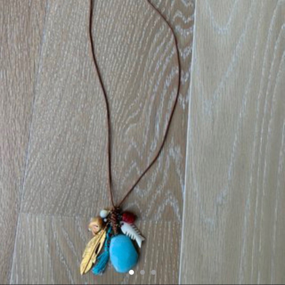 Brown leather boho charm necklace BRAND NEW W TAGS